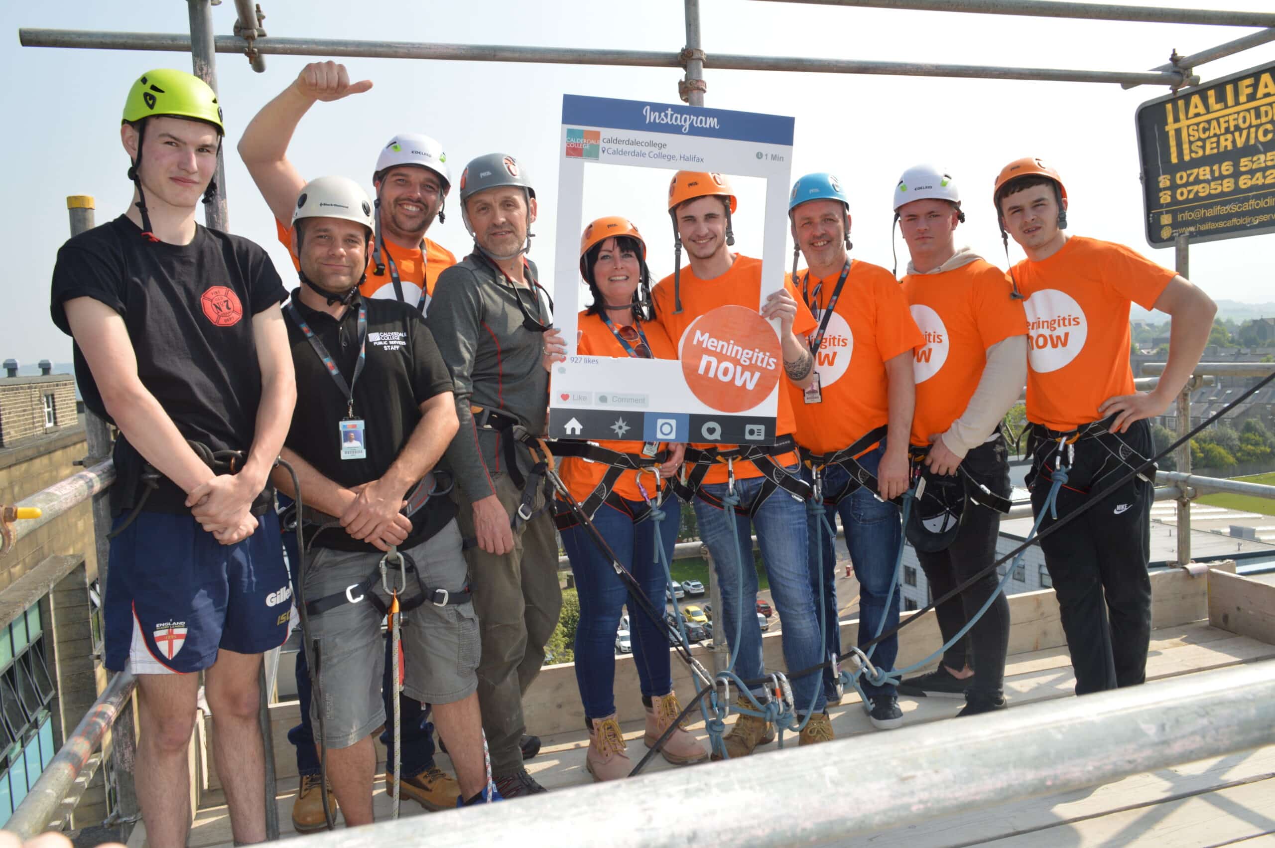 Brave Staff and Students from Calderdale College Take on Abseil to Raise Funds for Meningitis Now