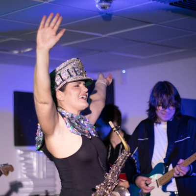 Ellie Ellie Sax performing with Calderdale College Music Students